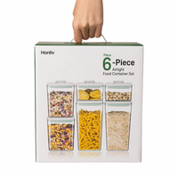 Ensemble de 6 boîtes de conservation alimentaire pour réfrigérateur, hermétiques, avec couvercle à ouverture facile, en plastique sans BPA, empilables, modernes, pour fruits et légumes frais