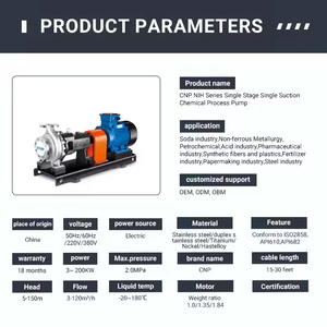 CNP <strong>NIH</strong> Series Professional Grade Chemical Single Suction Pump for Papermaking Industry - Product Image 3