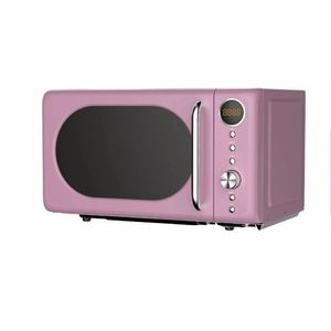 Forno a microonde retrò rosa da 17 litri con display digitale e controllo rotativo per uso in cucina - Product Image 1