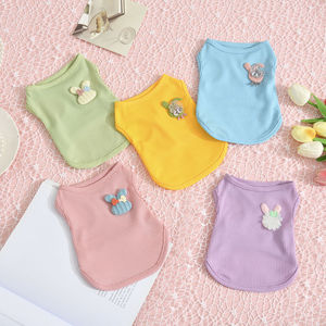 Chalecos transpirables de verano para mascotas con diseño de gofres en colores macaron, ropa linda para gatos y perros - Product Image 1