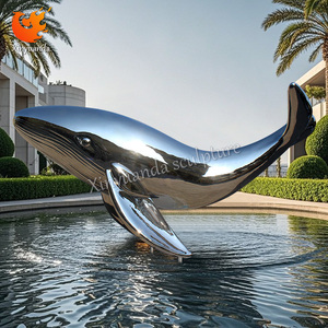 Tùy chỉnh đánh bóng thép không gỉ Dolphin <span class=keywords><strong>Whale</strong></span> gương điêu khắc cho cảnh quan ngoài trời trang trí - Product Image 2