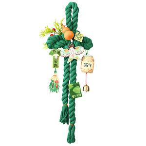 Colgante de nudo de la suerte para el Festival del Bote del Dragón, Adorno de puerta de artemisia, Sachet artesanal para interiores, Campana, Decoración para puerta de entrada, Puerta - Product Image 5
