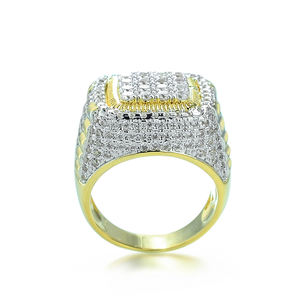 Bague pour homme en cuivre plaqué or 18 carats et argent sterling 925 avec diamants CZ glacés, prix abordable pour les garçons - Product Image 6