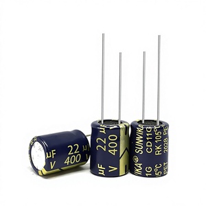 <span class=keywords><strong>Condensateur</strong></span> électrolytique radial en aluminium 22μF <span class=keywords><strong>400V</strong></span>, traversant le boîtier, 10x14mm ±20% - Product Image 1