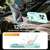 Funda Resistente a Caídas para Teléfono con Anillo Plegable y Soporte, Cubierta Protectora Reforzada para iPhone 15 16 17 Pro Max