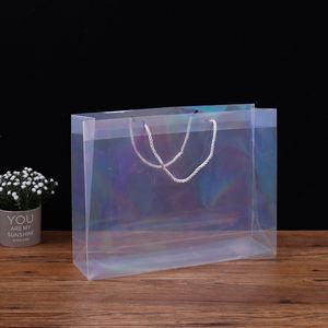 Wholesale Eco-Friendly Clear Frosted PVC Tote Bag Flexible Sewn Fabric Storage for Clothing Shopping or Gifts - Product Image 2
