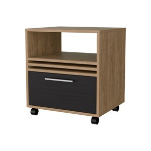 Natural Oak Nightstand With Drawer And <b>Open</b> <b>Storage</b> For Bedroom Use - Product Image 3