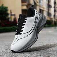 Sepatu Olahraga Kasual Pria Ukuran Besar, Bagian Atas Berbahan Mesh Bernapas, Desain Tali, Sol Tengah Tahan Lama, Cocok untuk Lari dan Jalan Kaki, Ringan, Cepat Kering
