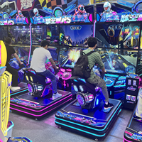 Machine de jeu d'arcade de course de moto à double écran style néon, simulateur Moto GP à monnayeur pour 2 joueurs, idéal pour centre commercial