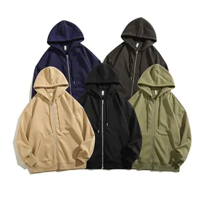 350GSM biểu tượng tùy chỉnh trống unisex của nam giới đầy đủ dây kéo lên Hoodies người đàn ông giản dị quá khổ lỏng áo nỉ phụ nữ mồ hôi áo khoác