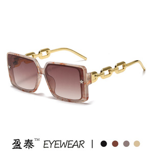 Yingtai Eyewear <b>Large</b> <b>Frame</b> Chain Temple Sunglasses UV400 PC Unisex - Product Image 4