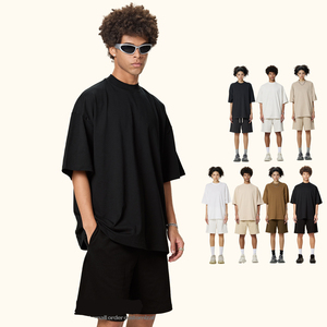 เสื้อยืดผ้าถักลายสีพื้นสำหรับผู้ชายเสื้อโอเวอร์ไซส์ทำจากผ้าฝ้าย100% 250กรัม - Product Image 2