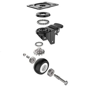 <b>4</b> Black 40mm Swivel <b>Wheels</b> with Brake for <b>Trolleys</b> and Furniture 360 Degree Rotation Max Load 180kg - Product Image 2