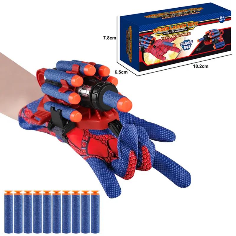 Hot Selling Web Shooter Brinquedos Real Com Corda Amazing Spider otário jato de fiação pode furar a parede macio bala arma brinquedo de pulso