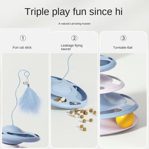 Meja putar UFO mewah ramah lingkungan baru meja disko interaktif pendidikan mainan bulu kucing hewan peliharaan plat hiburan untuk kucing - Product Image 5