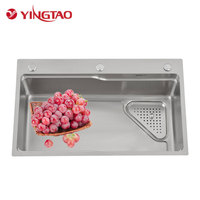 Évier de cuisine YINGTAO, best-seller, luxe, simple bac, carré, encastré, en acier inoxydable poli, avec garantie de 5 ans