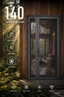 Porte intérieure à ouverture maximale pour objets volumineux, design esthétique asymétrique, verre pour usage extérieur, étanche