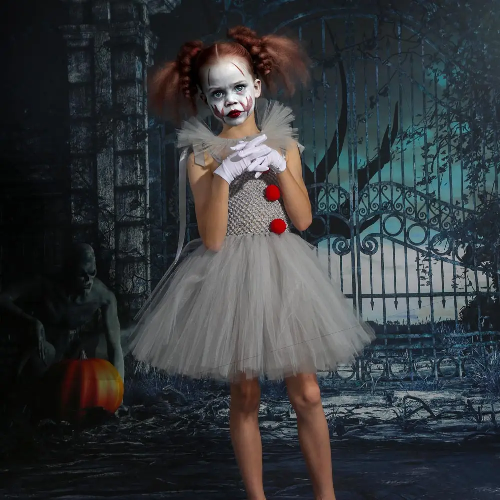 Baby Girl Halloween Birthday Party Dress Up Carnival Clown Costume Dress Pennywise Clown Tutu Costume