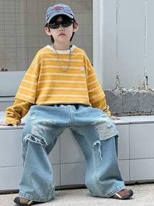 Felpa Sportiva a Maniche Lunghe per Bambini Primavera-Autunno con Motivo a Righe Tie-Dye, Felpa con Cappuccio Trendy <span class=keywords><strong>e</strong></span> Cool Stile Maschile, Felpa Patchwork da Uomo - Product Image 2