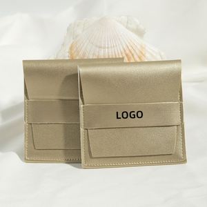 Pochette en cuir PU personnalisée avec logo imprimé pour bijoux, emballage de boucles d'oreilles, sac cadeau pour bijoux en or, enveloppe anti-poussière - Product Image 1