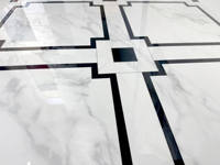Carrelage en porcelaine émaillée polie, design jet d'eau, lignes blanches et noires élégantes, 32x32 pouces, pour sol de hall d'entrée de villa, durable