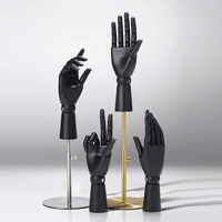 Présentoir en métal noir présentoir de Mannequin à main en bois accessoires support de Base magnétique de plaque métallique réglable en hauteur