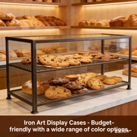 Vitrine de Comptoir Élégante en Verre Trempé et Acier Inoxydable, Design Recyclable pour Cafés