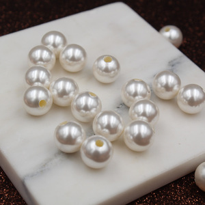 Perla de concha de medio agujero 3mm agujero grande DIY cuentas sueltas usar cuerda de alambre grueso perla agujero grueso cuentas redondas - Product Image 1