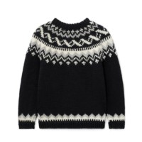 AiNear Vente en gros Logo personnalisé Design Oem & Odm Manches longues Col en O Noir Intarsia Pull en laine tricoté pour homme Pull islandais