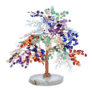 Handmade Agate cơ sở pha lê trang trí tinh tế Citrine sỏi Fortune Tree đồ trang trí tự nhiên với khắc mặc quần áo cho máy tính để bàn - Product Image 6