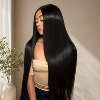 Extensiones de Cabello Humano Liso Vietnamita SDD, 100% Cabello Virgen Sin Procesar, Extensiones de Cabello para Coser de Fácil Colocación, Color Negro Natural