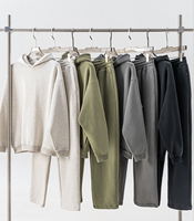 Ensemble sweat à capuche unisexe style américain automne/hiver, polaire épaisse 350g, coupe ample unie, poches zippées, broderie 3D, style sportif chaud