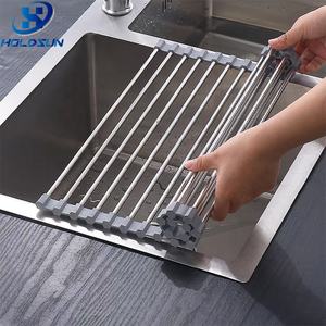 Escurridor de Platos Plegable Rectangular Resistente al Calor, Duradero, de Acero Inoxidable, Impermeable, para Colocar Sobre el Fregadero - Product Image 3