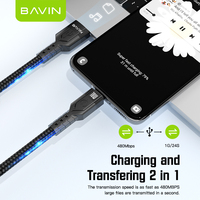 Câble de données USB à charge rapide Bavin CB262 12w en nylon tressé pour iPhone, accessoires pour téléphones mobiles en gros