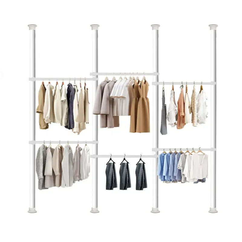 DIY portable closet wardrobe detachable wardrobe self assembly steel kid's cloths drying rock wall mounted laundry rack hanging