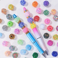 Perles fantaisie de luxe 16 mm, irisées, colorées, à paillettes, pour stylos à perles, chaînes de téléphone, porte-clés, en vrac
