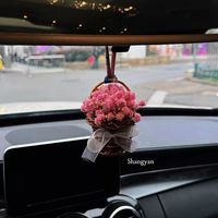 Hochwertiger Universal-Autospiegelanhänger für Mädchen mit ewig haltbaren Trockenblumen, Schleierkraut und Blattadern
