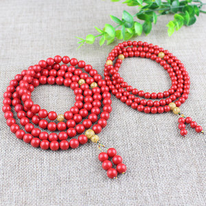 Cinnabar <b>Bracelet</b> 108 Beads Multi Layer Round <b>Red</b> Jewelry Gift For Men Women Ethnic Style Hangzhou Origin ZS002 - Product Image 3