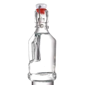 בקבוקי זכוכית שקופה ידידותית לסביבה 8 אוז עם ידית זכוכית ופקק אטום לסגירה חוזרת