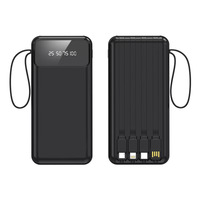 Chargeur portable avec câble intégré - 10000 mAh, charge rapide, batterie externe USB C, mince, 22,5 W, écran LED, 5 sorties