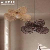 Lustre WISEMAX FURNITURE de style Wabi-Sabi, lampe de plafond en fer et corde de papier rétro japonaise pour hôtel, restaurant, villa, appartement
