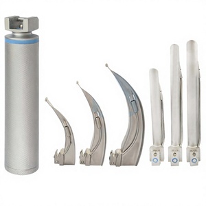 Ensemble professionnel LED combiné pour l'intubation d'urgence en anesthésie : Laryngoscope avec 3 lames Macintosh et 3 lames Miller en acier manuel - Product Image 1