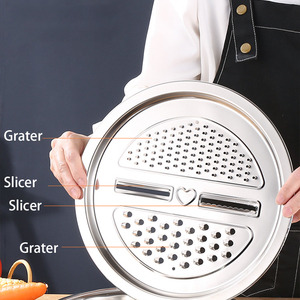 Coupe-légumes en acier inoxydable, outil de cuisine, coupeuse de légumes avec panier de drainage, bol de lavage 3 en <span class=keywords><strong>1</strong></span> pour la cuisine, <span class=keywords><strong>1</strong></span> pièce - Product Image 2