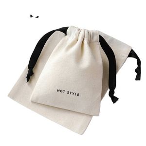 Custom Embroidered Canvas <b>Christmas</b> Drawstring <b>Gifts</b> Eco-friendly Cotton Drawstring Dust <b>Bags</b> Small Canvas Linen Cotton Pouches - Product Image 1