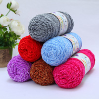 Fil Chenille Brillant à 3 Brins de 0,2 kg en Gros, Épais et Résistant, pour Écharpes en Velours, Chaussures, Matériaux de Crochet, Motifs Teints pour Tricot à la Main