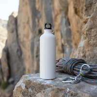 Bouteille d'eau blanche vierge pour sublimation avec mousqueton, gourde en aluminium anti-fuite 500 ml, bouteilles en aluminium personnalisables