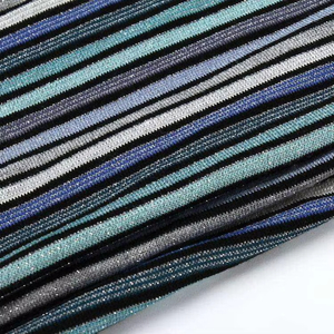 Sản phẩm mới thời trang phong cách 65% r 32% lurex 3% SP dệt kim kim loại sọc lurex vải sợi nhuộm - Product Image 4