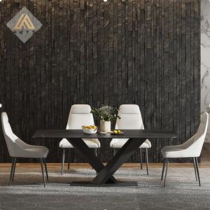 Trung Quốc Nhà Máy Bán Buôn Sang Trọng Đá Cẩm Thạch Bàn Ăn Thiêu Kết Đá Top Với Sắt Bảng Chân Hình Chữ Nhật Bàn Ăn - Product Image 2