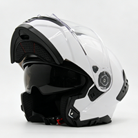 Helm Motor Flip Up Putih Baru Bersertifikasi DOT Desain Modular dengan LED & Logo Kustom Opsional Bahan ABS