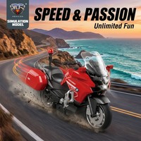 Moto miniature en plastique durable de la série R, avec son inertiel simulé et phares fonctionnels, idéale pour l'exposition